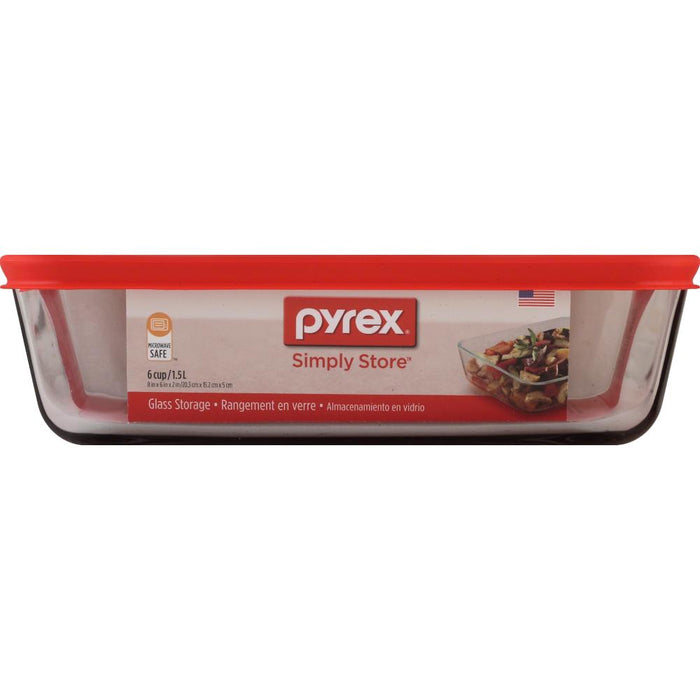 0Pyrex Storage Plus 6-cup Rectangular- c/tapa plastico rojo