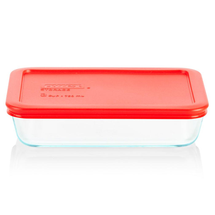 0Pyrex Storage Plus 6-cup Rectangular- c/tapa plastico rojo