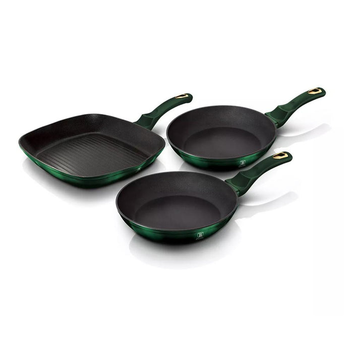 Berlinger Haus Bazar Juego de sartenes de cocina de inducción 3 piezas Coleccion Emerald